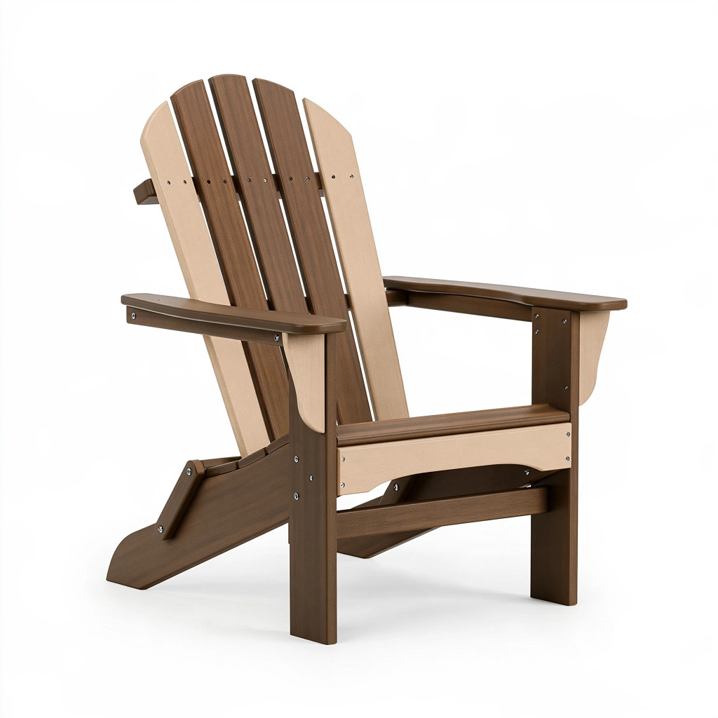 Adirondackstuhl 80 x 75 x 95 cm aus Kunststoff Braun Beige - Gartenstuhl mit Armlehnen