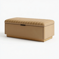 Sitzbank mit Stauraum 120 x 45 x 45 cm Kunstleder Beige gepolstert