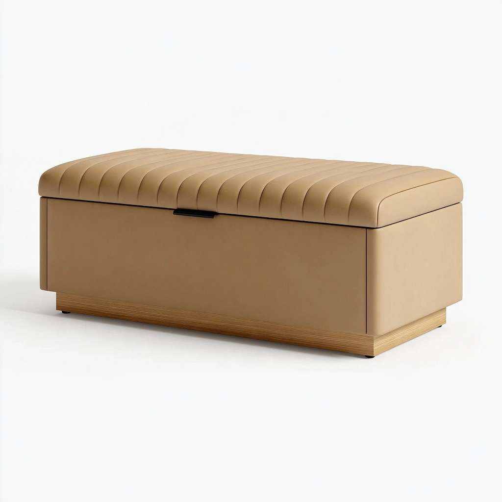 Sitzbank mit Stauraum 120 x 45 x 45 cm Kunstleder Beige gepolstert
