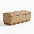 Sitzbank 120 x 40 x 48 cm aus Kunstleder Beige mit Stauraum