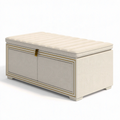 Sitztruhe 120 cm Creme Stoff gepolstert mit Stauraum klassisch