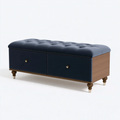 Aufbewahrungsbank 120 x 45 x 50 cm Kunstleder Dunkelblau mit 2 Schubladen Chesterfield-Stil