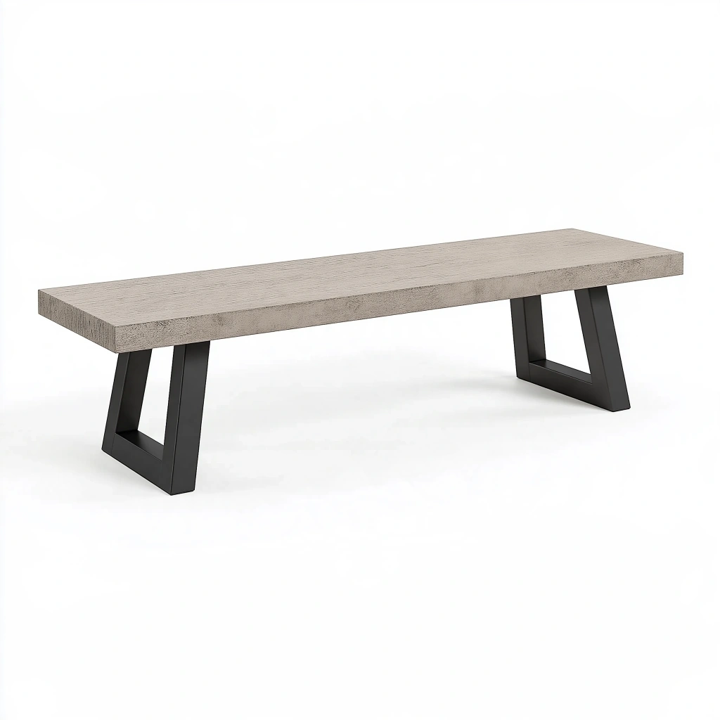 Sitzbank 160 x 35 x 45 cm Holzoptik Beige mit Metallgestell Schwarz Industriestil