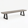 Sitzbank 180 x 35 x 45 cm Holzoptik Grau mit Metallgestell Schwarz im Industriestil