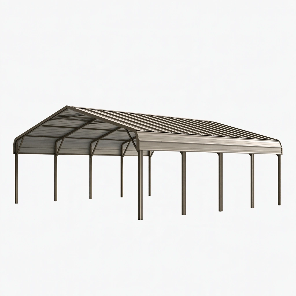 Carport 600 x 300 x 270 cm aus Metall in Grau mit Satteldach für Fahrzeuge