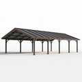 Carport 600 x 300 x 280 cm aus Stahl in Anthrazit - freistehendes Satteldach für Fahrzeuge