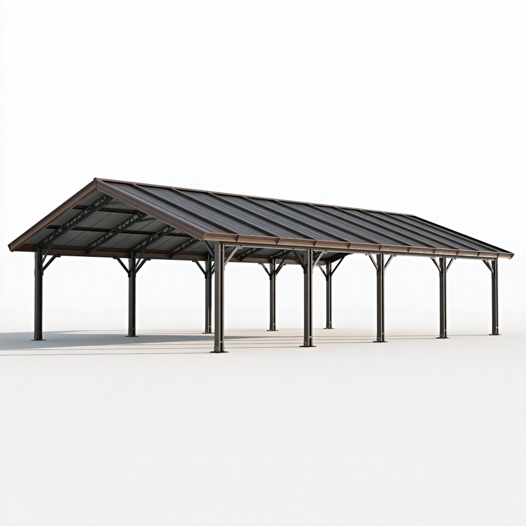 Carport 600 x 300 x 280 cm aus Stahl in Anthrazit - freistehendes Satteldach für Fahrzeuge