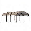 Carport 600 x 300 x 270 cm aus Metall in Grau Schwarz mit Satteldach