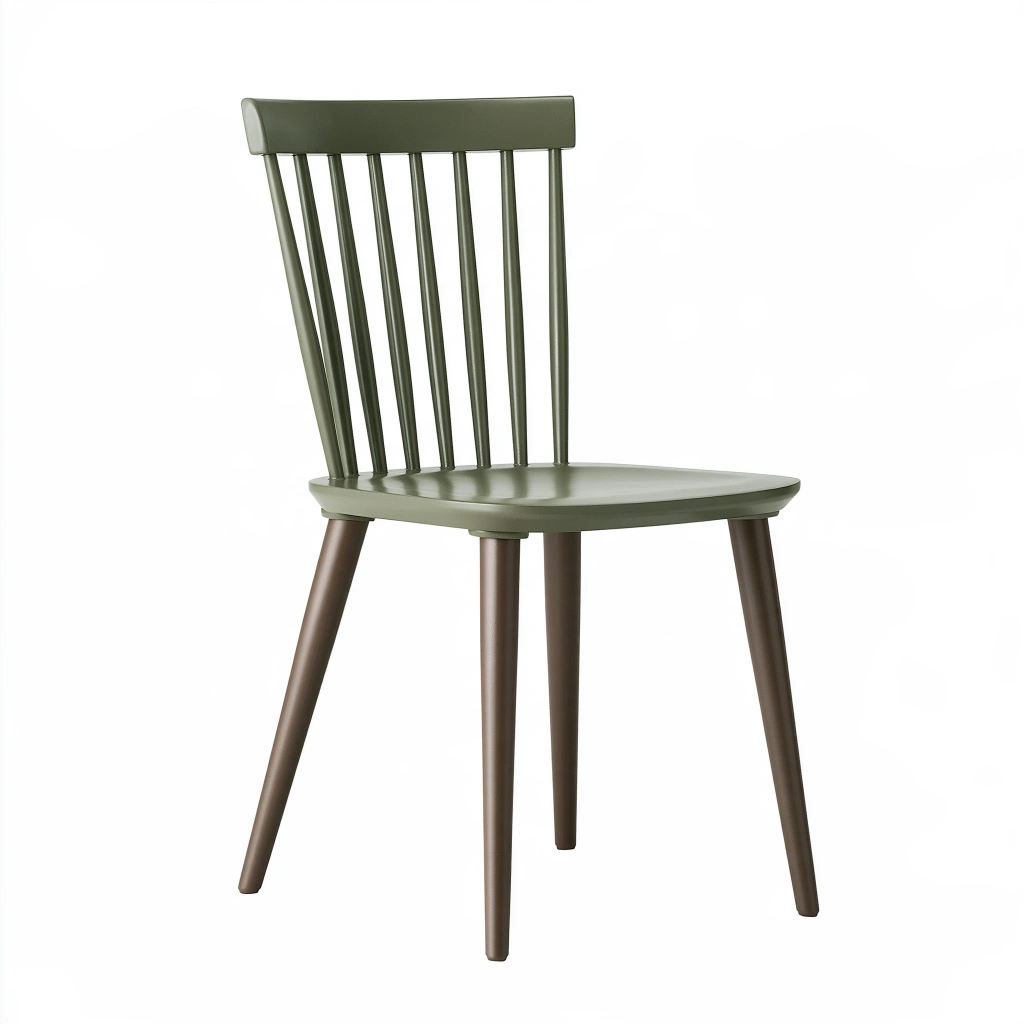 Esszimmerstuhl 45 x 50 x 82 cm aus Holz in Olivgrün und Braun mit Sprossenrücken