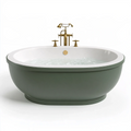 Freistehende Badewanne 170 x 80 cm aus Sanitäracryl Grün Weiß im Vintage Stil