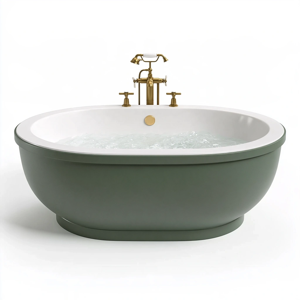 Freistehende Badewanne 170 x 80 cm aus Sanitäracryl Grün Weiß im Vintage Stil
