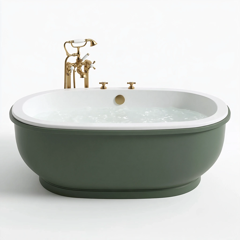 Freistehende Badewanne 170 x 80 x 60 cm Acryl Grün Oval Klassisch