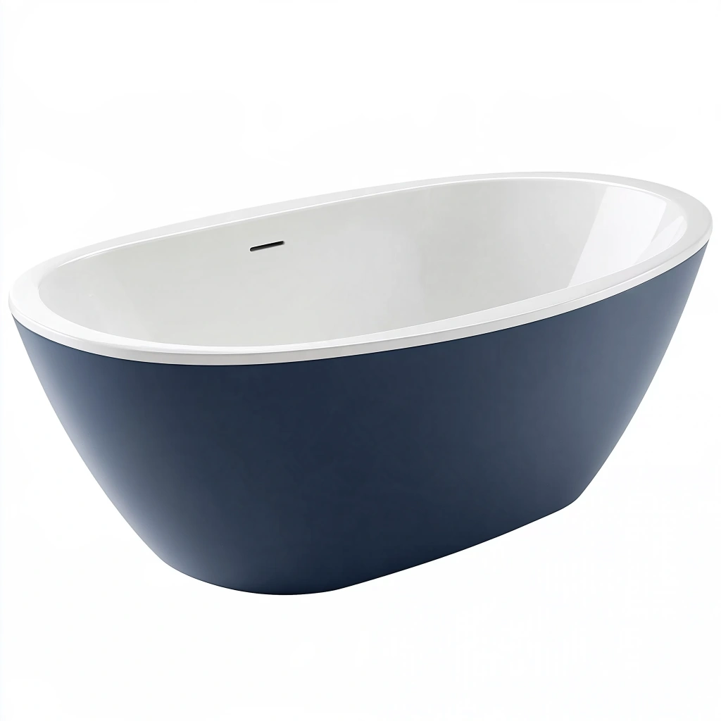 Freistehende Badewanne 170 x 80 x 58 cm Acryl Blau Weiß oval modernes Design