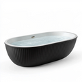 Freistehende Badewanne 170 x 80 cm Acryl Schwarz Weiß Oval gerippte Oberfläche